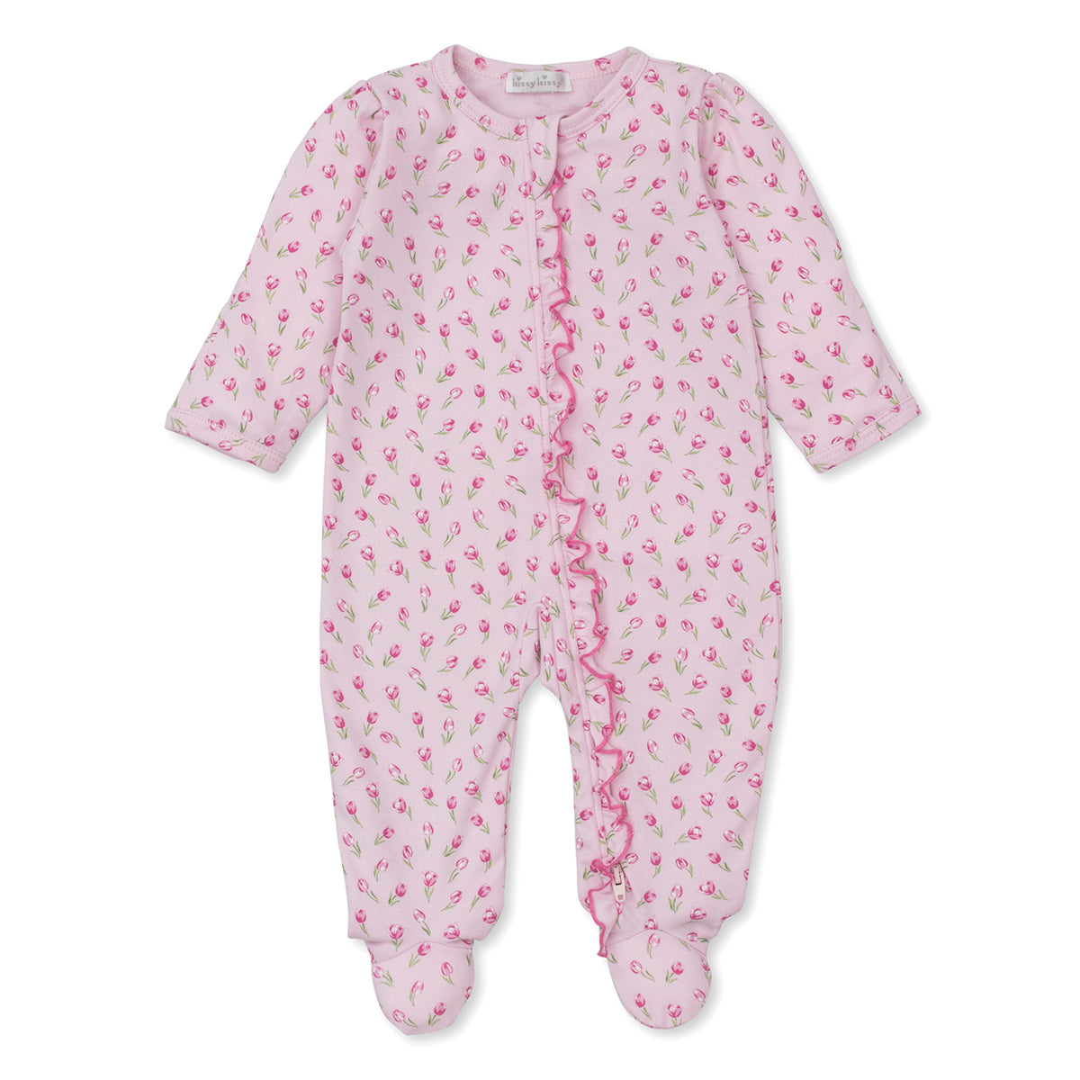 Girl's Tulip Blossoms Zip Front Footie