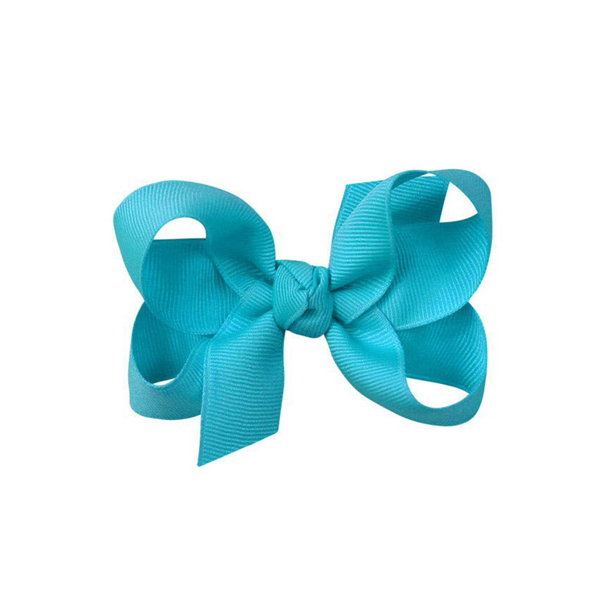 Turquoise grosgrain classic hair bow with double knot center.