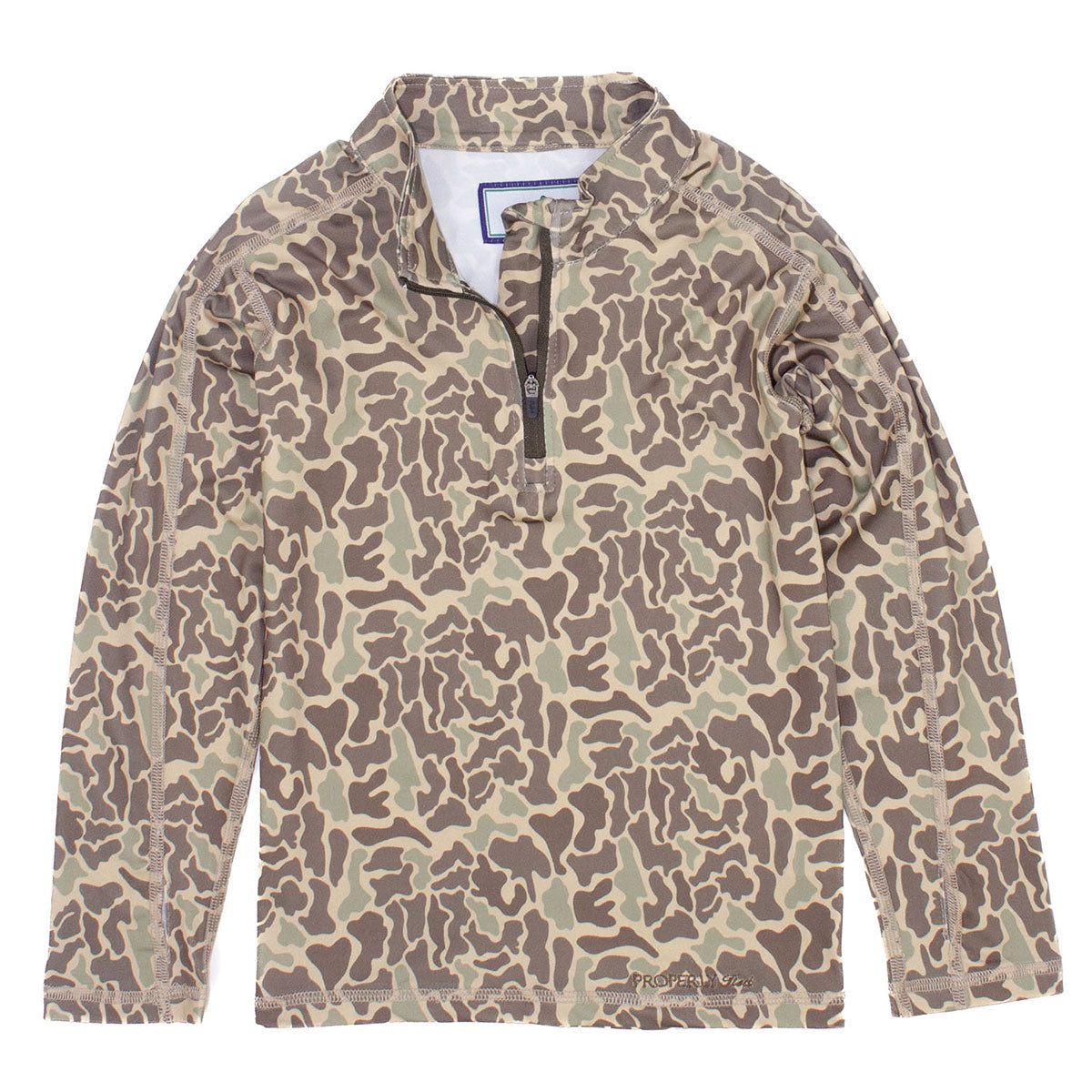 Boy's Finn Pullover in Vintage Camo Properly Tied