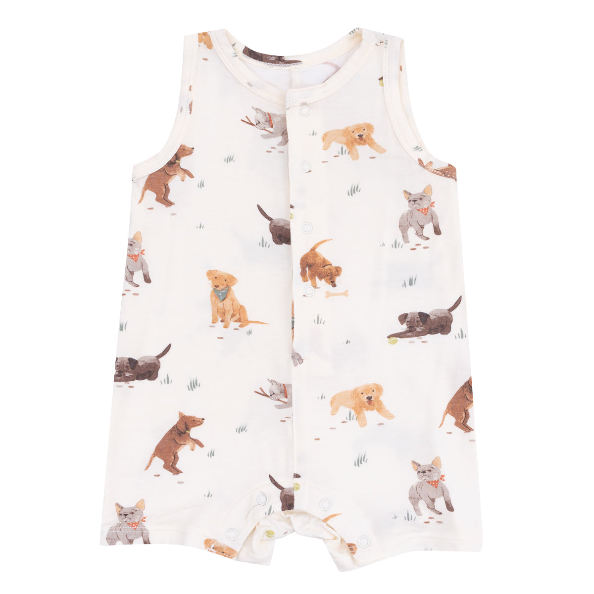 Boy's Organic Cotton Puppies Romper