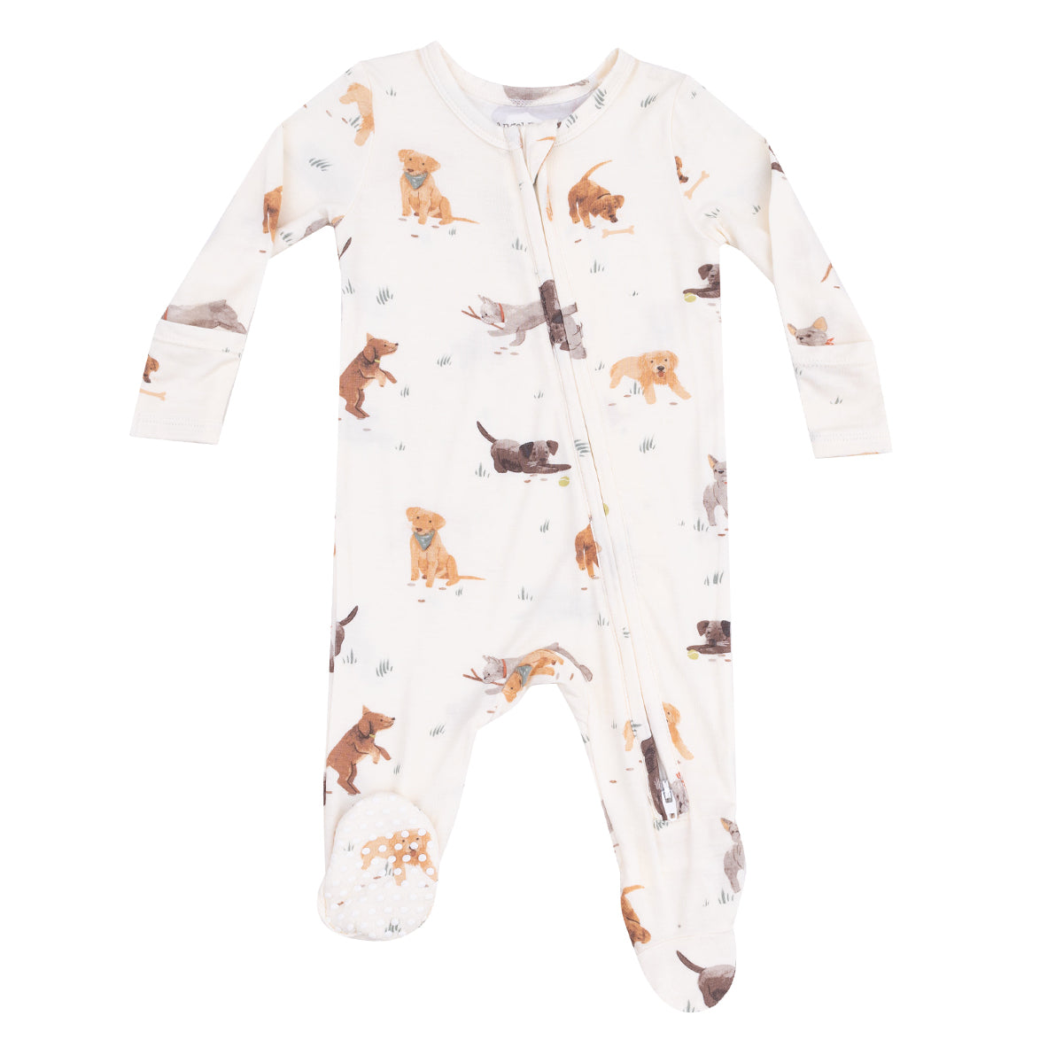 Boy's Watercolor Puppies Zipper Footie