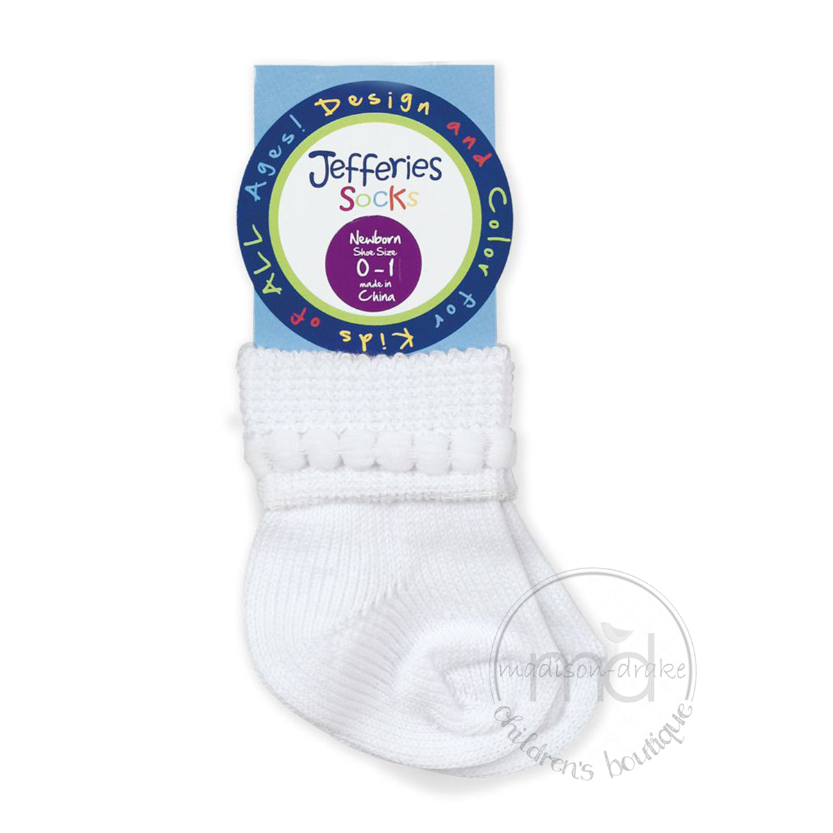 Jefferies Socks Boys / Girls White Bubble Bootie Baby Socks - Madison-Drake Children's Boutique