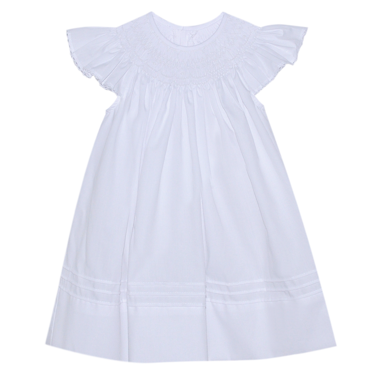 Girl's White Smocked Bishop Dress