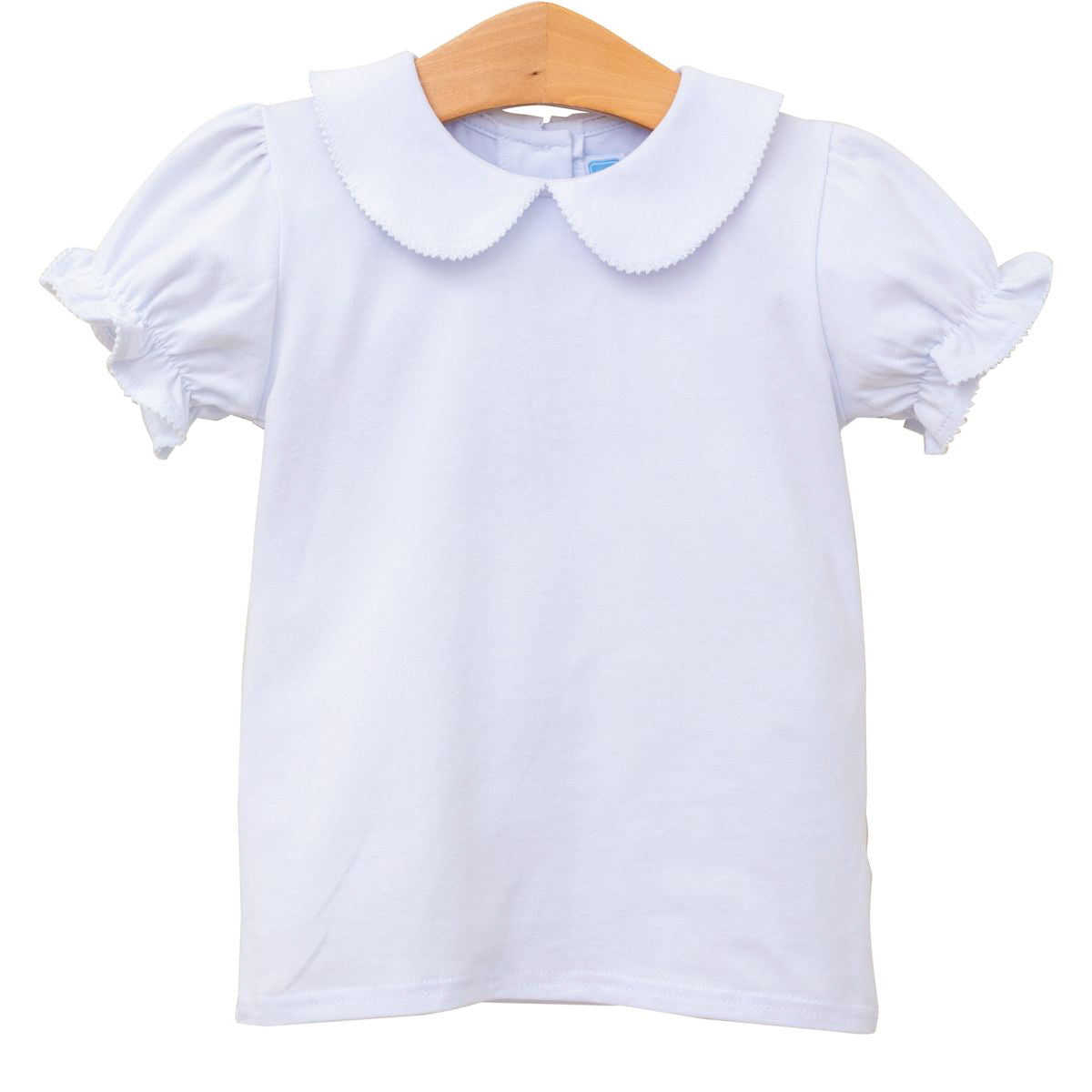 Girl's White Peter Pan Collar Knit Shirt