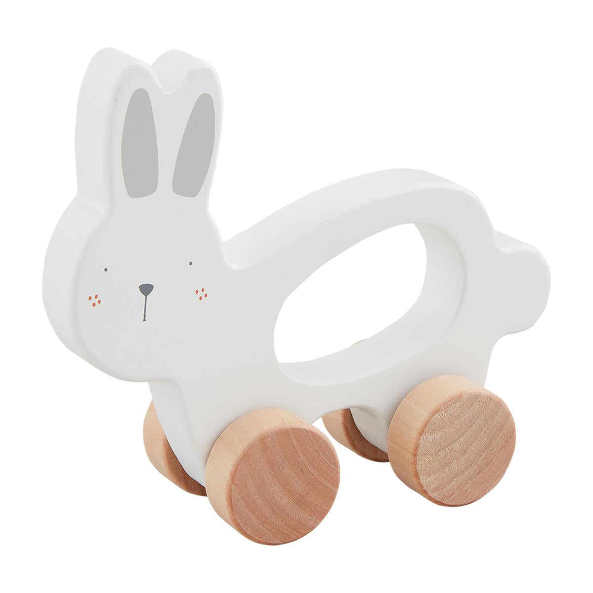 White Bunnies on Wheels Baby Toy
