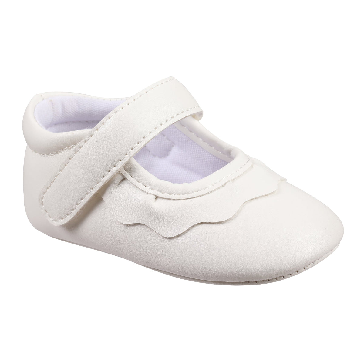 White Amina Ruffled Crib Shoe