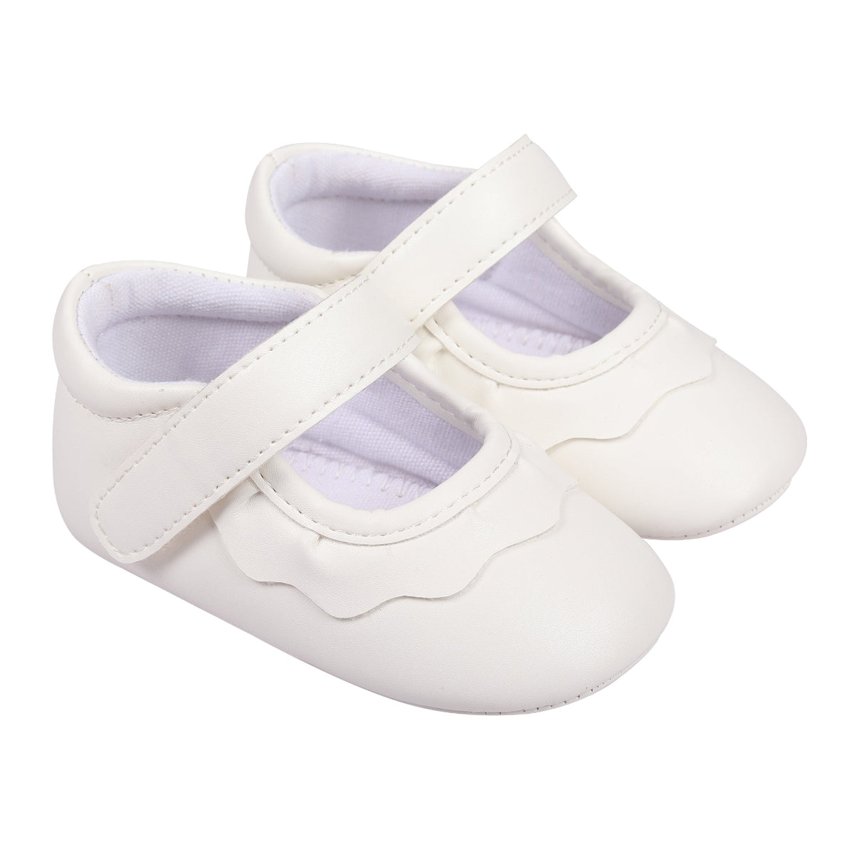 White Amina Ruffled Crib Shoe