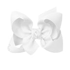 White grosgrain classic hair bow with double knot center.