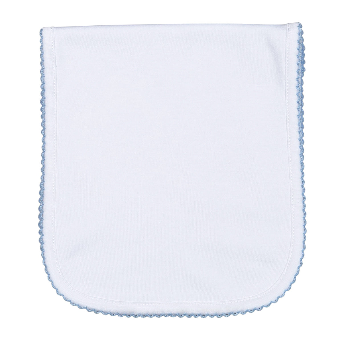 Pima Burp Cloth White with Blue Trim