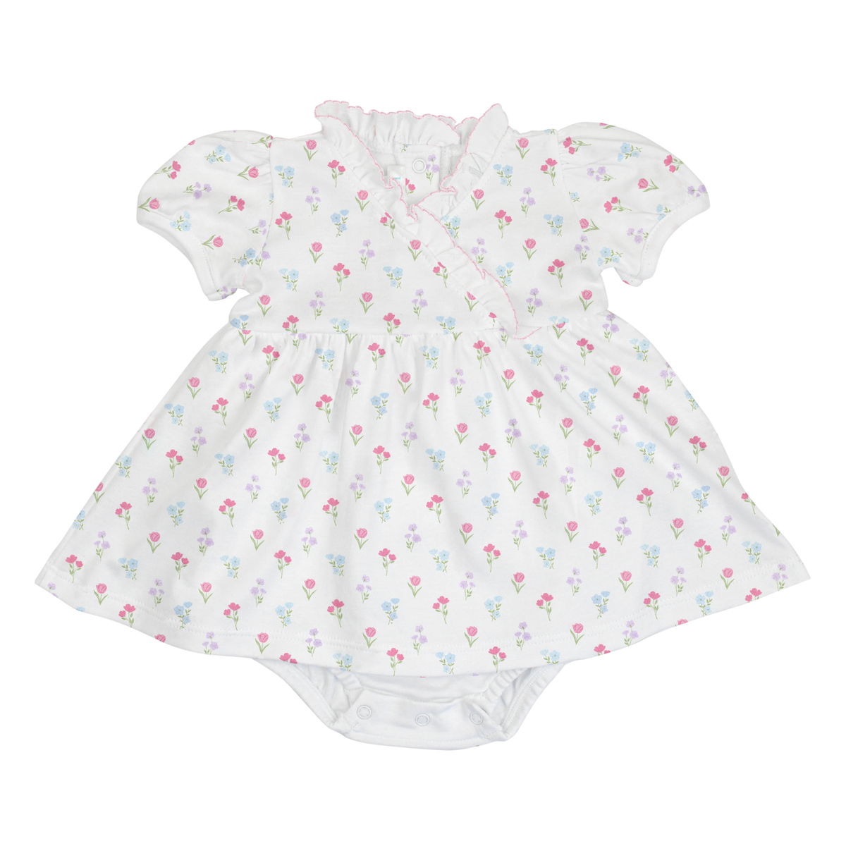 Girl's Wildflowers Skirted Pima Bubble Onesie Dress