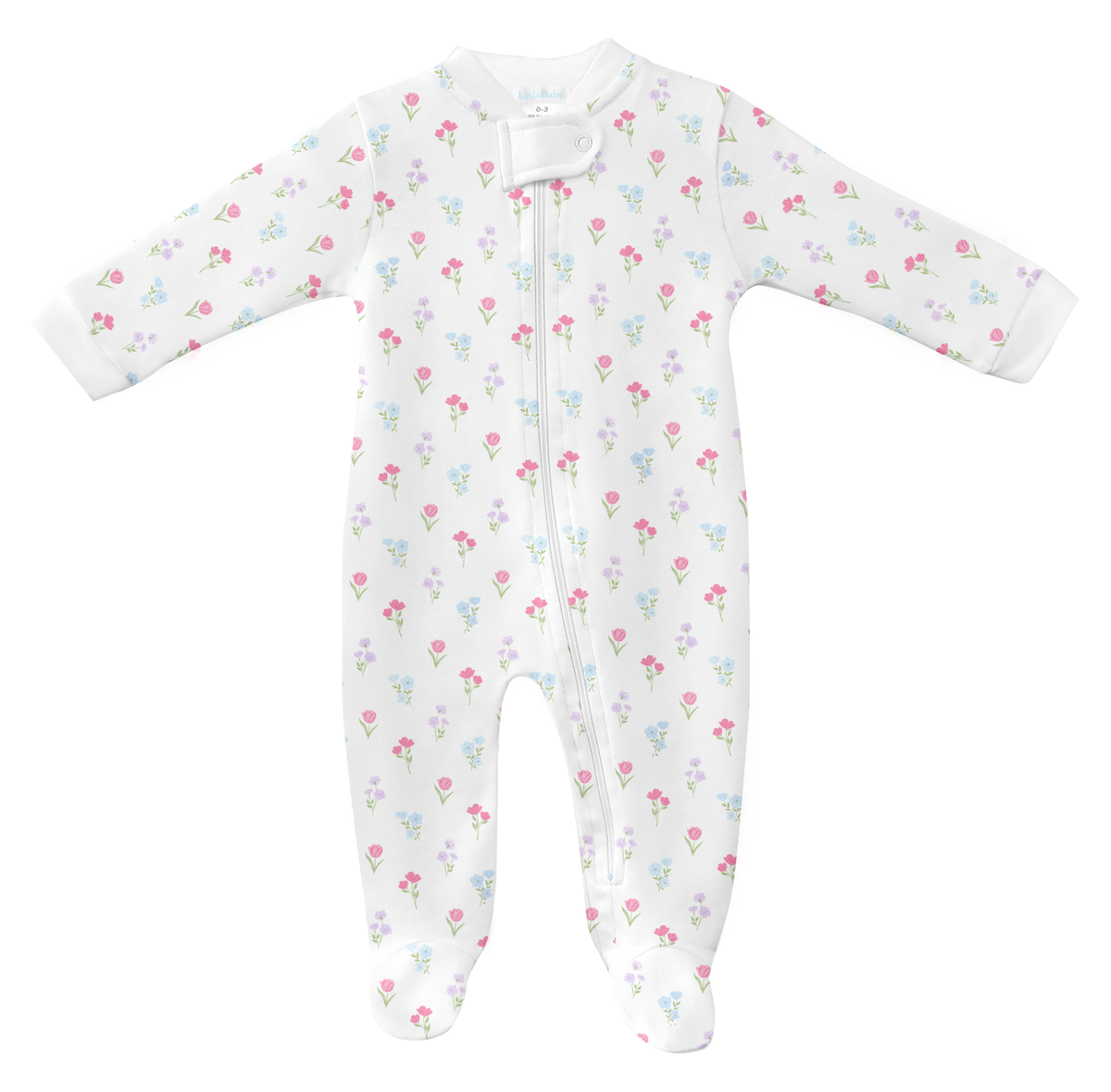 Girl's Pima Cotton Wildflowers Zippered Footie