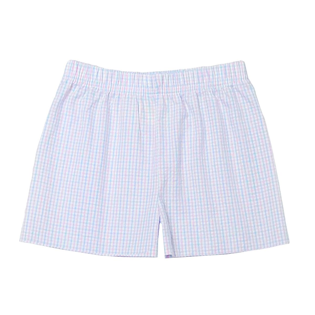 Boy's Pink and Blue Plaid Seersucker Shorts