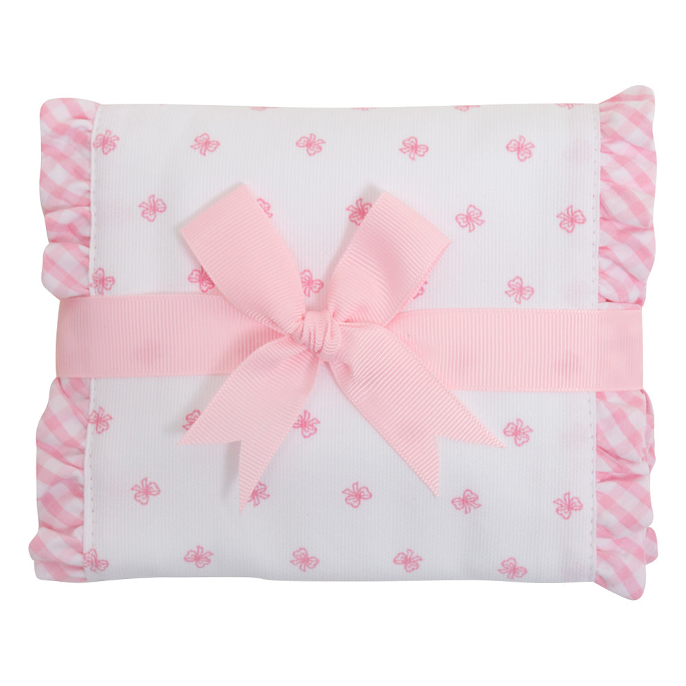 3 Marthas Pink Bow Print Fancy Fabric Burp Pad