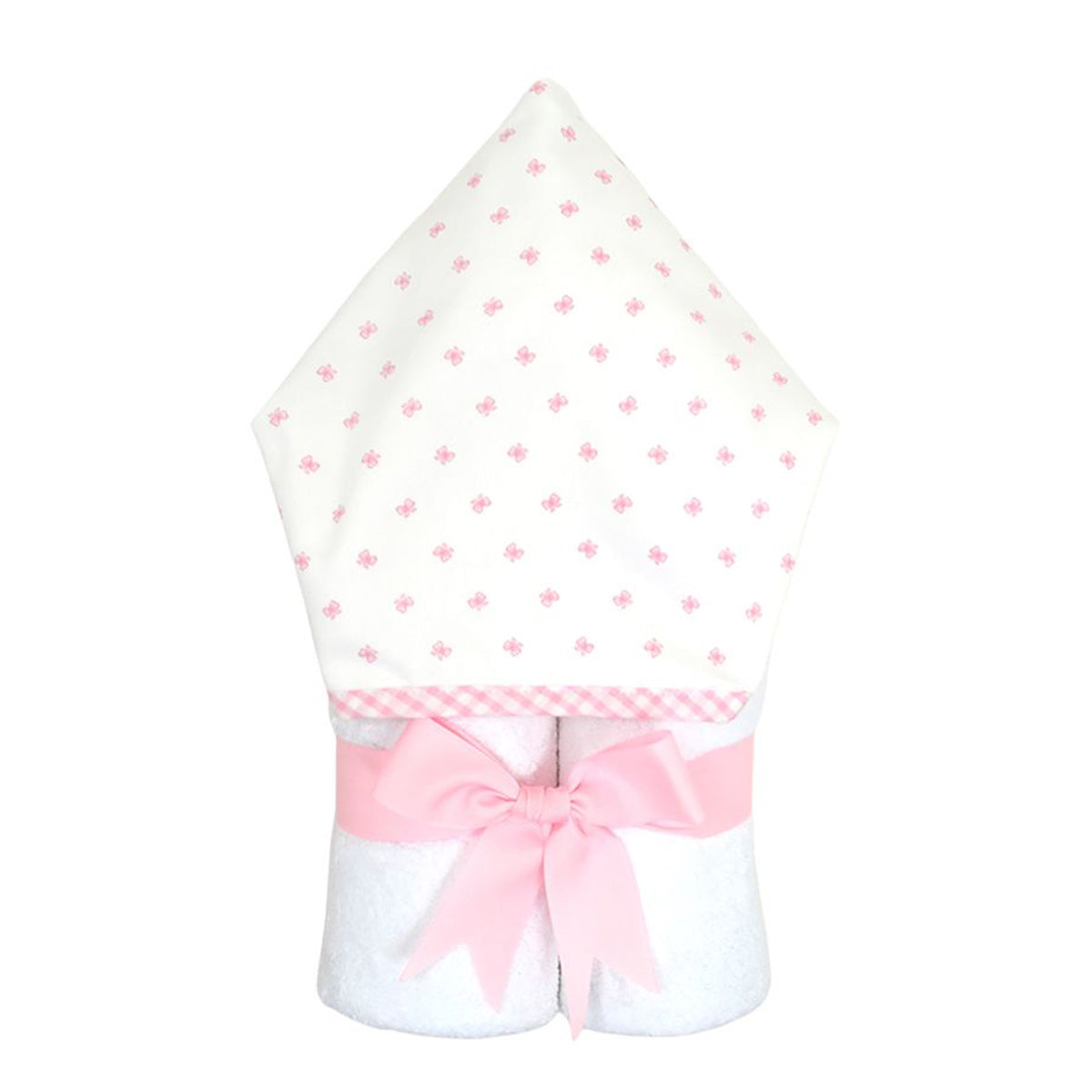 3 Marthas Pink Bow Print Everykid Hooded Bath Towel