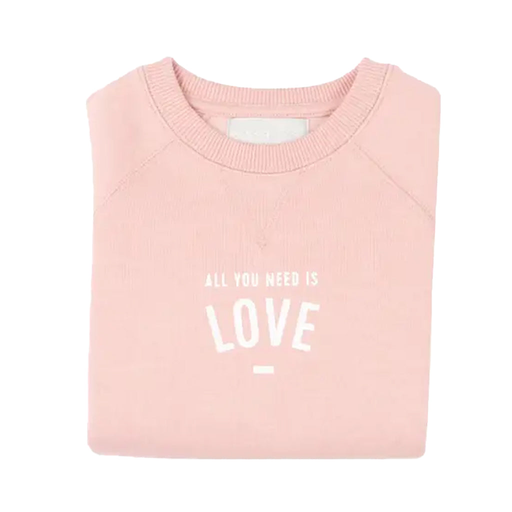 Little Girl's All You Need Is Love Blush Sweatshirt