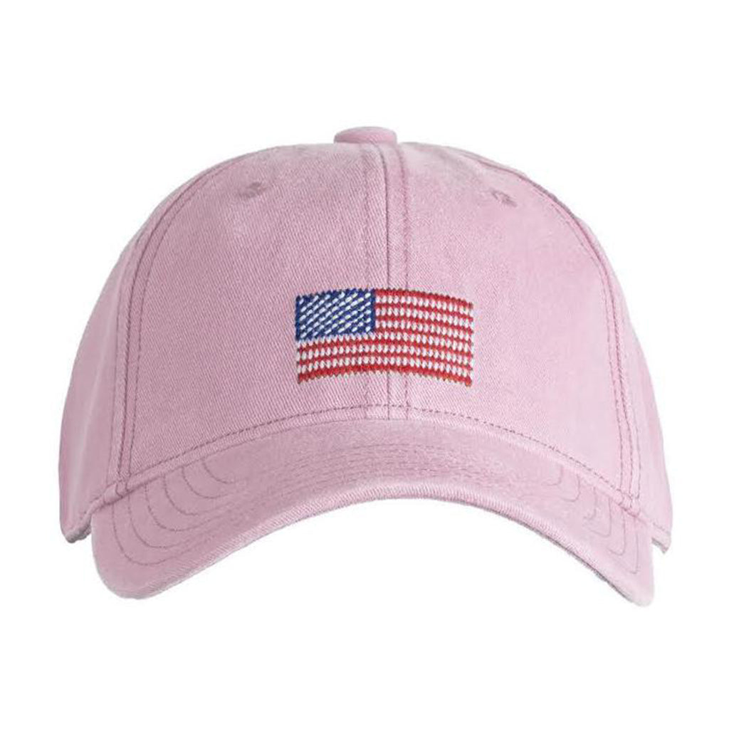 American Flag on Light Pink Child's Baseball Cap