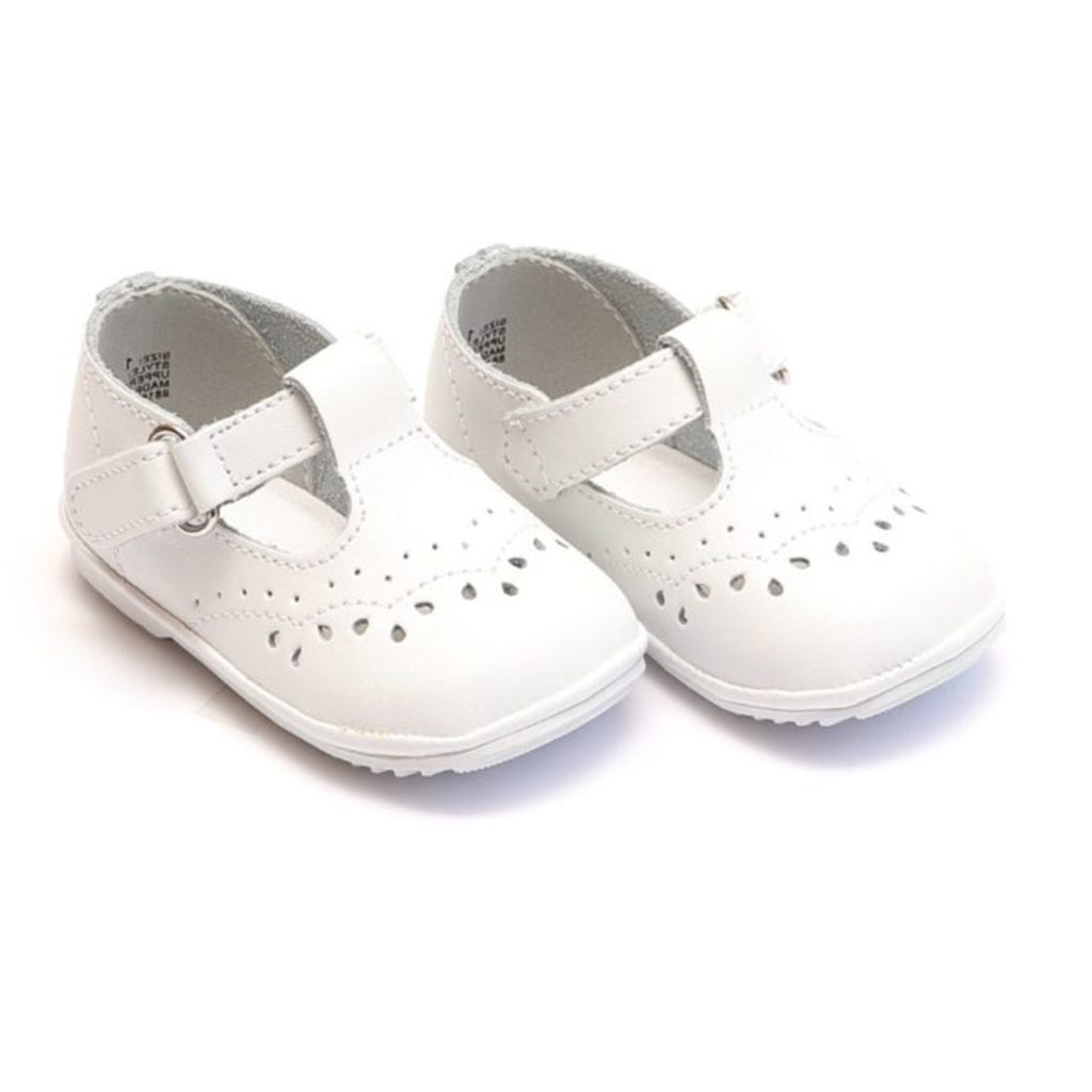 L'Amour White Birdie Baby Girl's Mary Jane T-Strap Crib Shoes