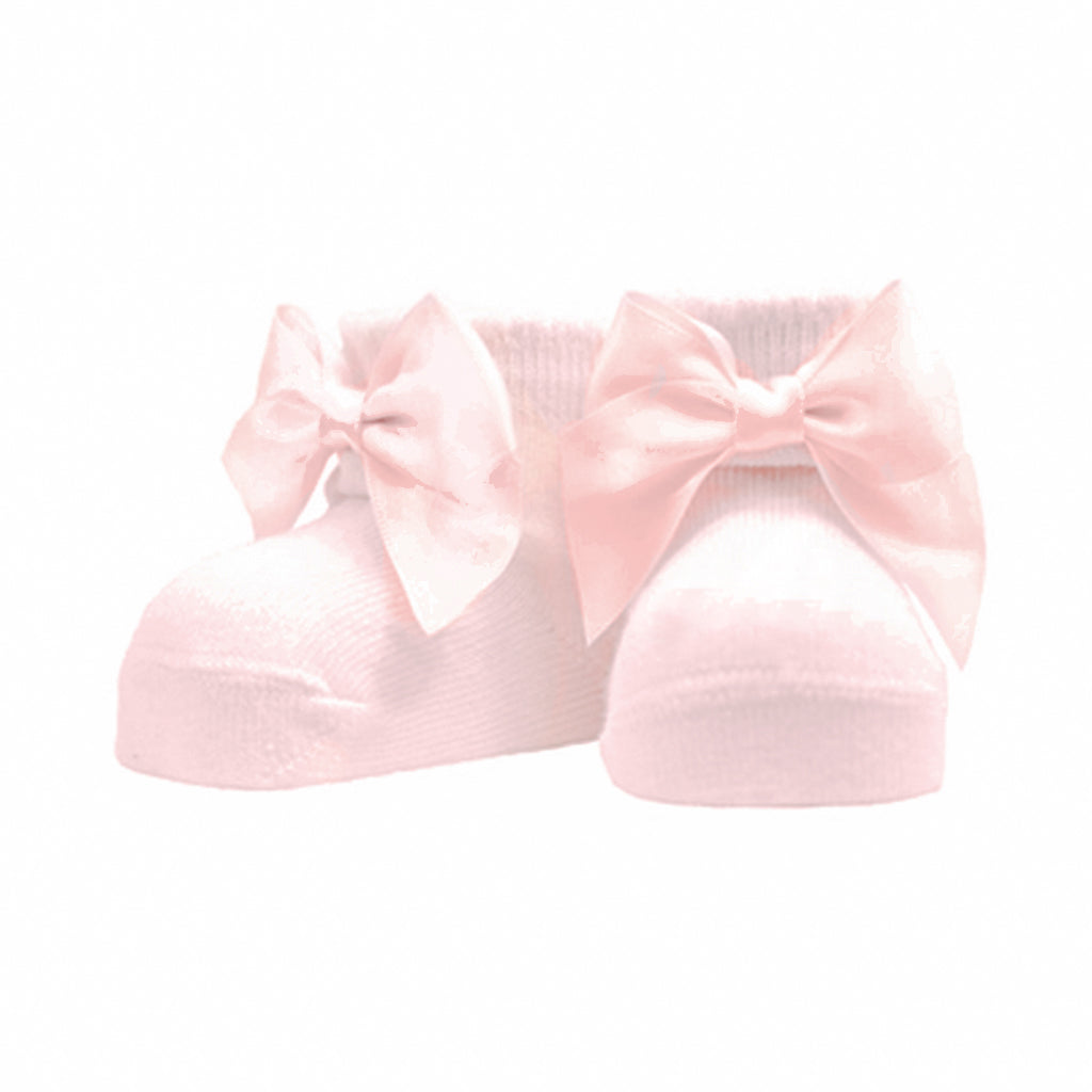 Carlomagno Baby Girl's Newborn Pink Bow Socks