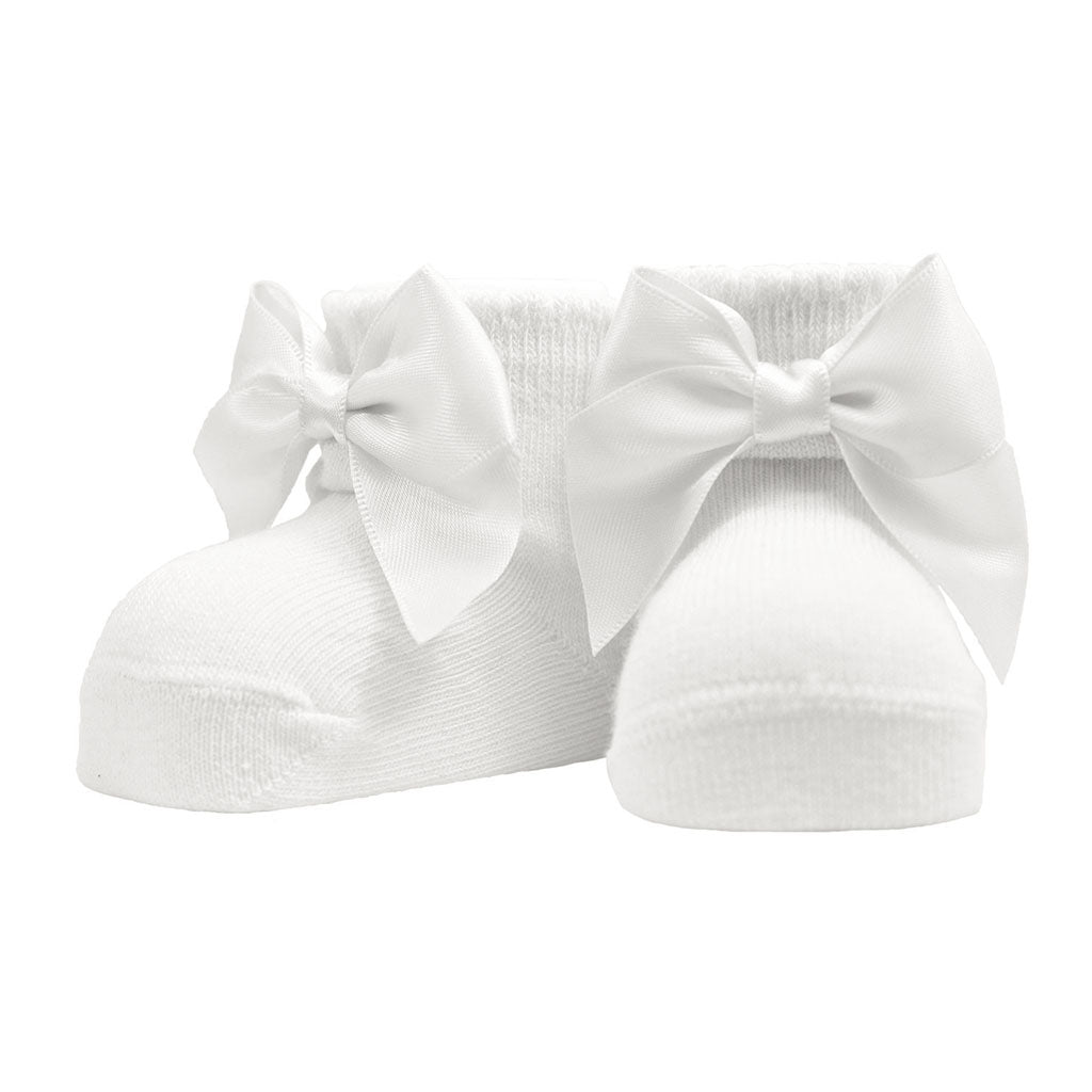 Carlomagno Girls Newborn White Bow Socks - Madison-Drake Children's Boutique