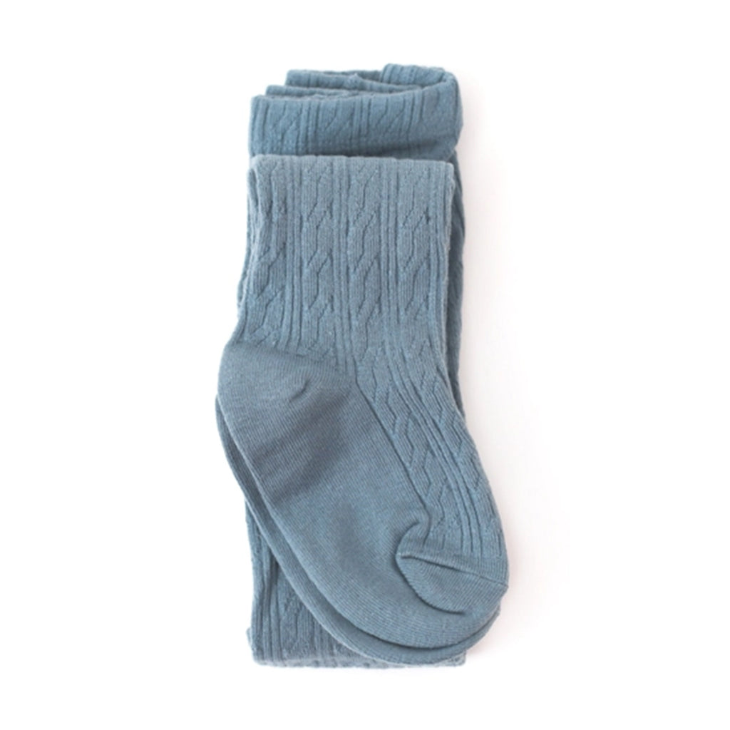 Denim Blue Cable Knit Tights by Little Stocking Company - Madison