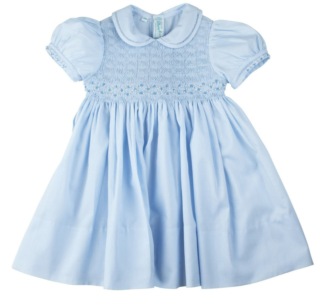 Feltman Brothers Baby Girl's Smocked Blue Collared Dress