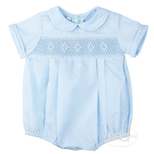 Feltman Brothers Baby Boys Blue Smocked Bubble - Madison-Drake Children's Boutique