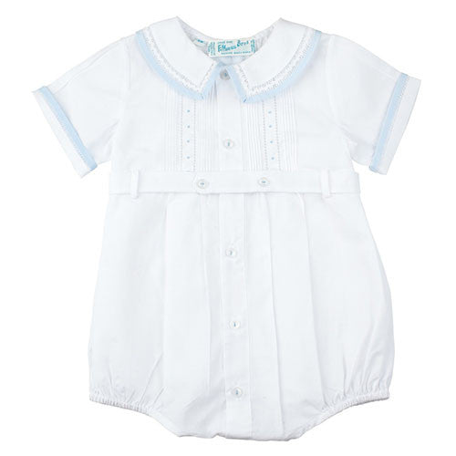 Feltman Brothers White Pintuck Baby Boys Bubble - Madison-Drake Children's Boutique