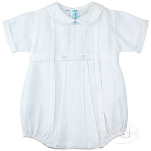 Feltman Brothers Baby Boys White Pintuck Bubble - Madison-Drake Children's Boutique