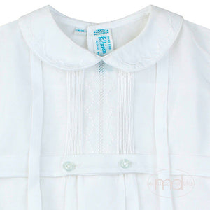 Feltman Brothers Baby Boys White Pintuck Bubble - Madison-Drake Children's Boutique