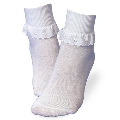 Jefferies Socks Girls White Eyelet Dress Socks - Madison-Drake Children's Boutique