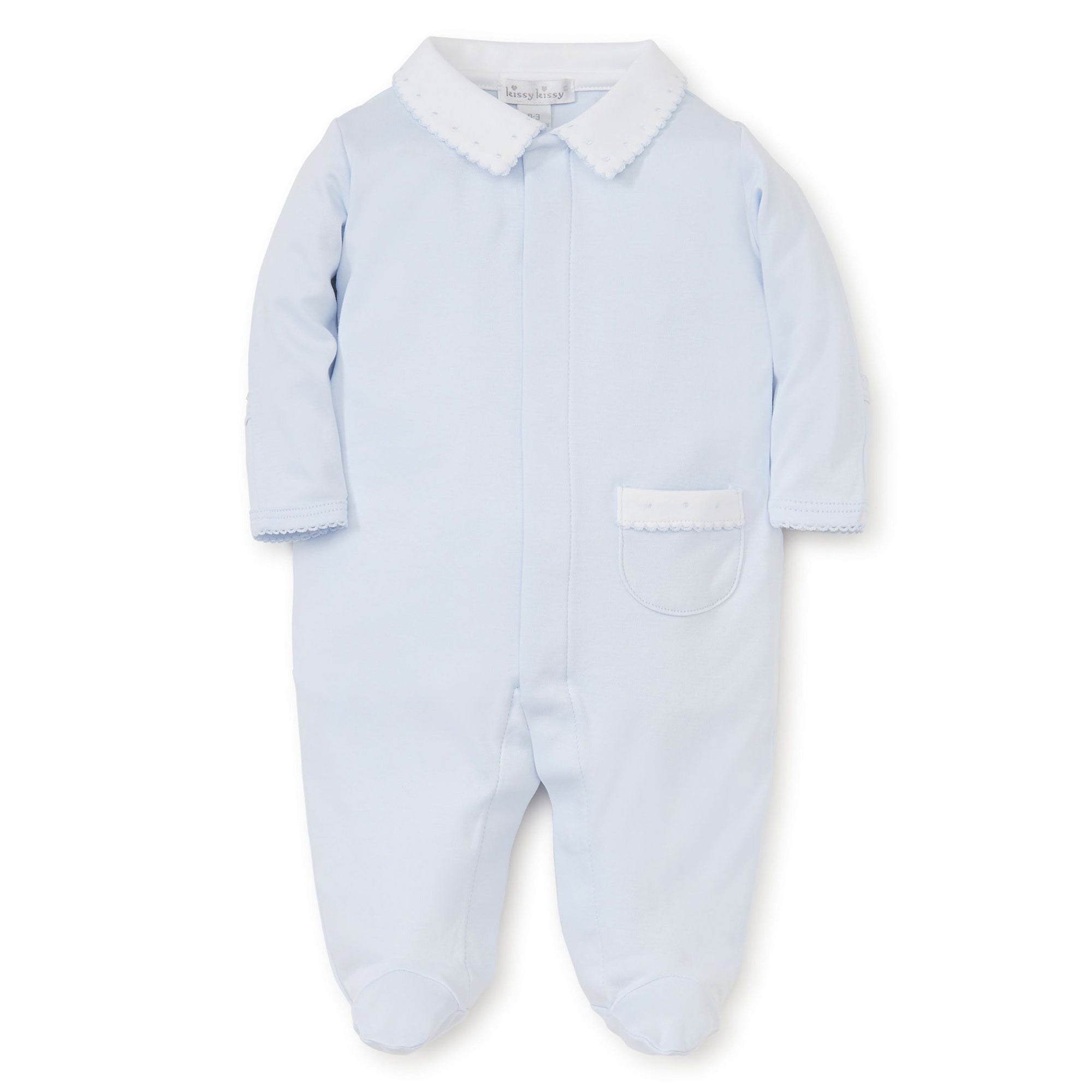 Kissy Kissy Baby Boy's Light Blue New Beginnings Footie with Collar