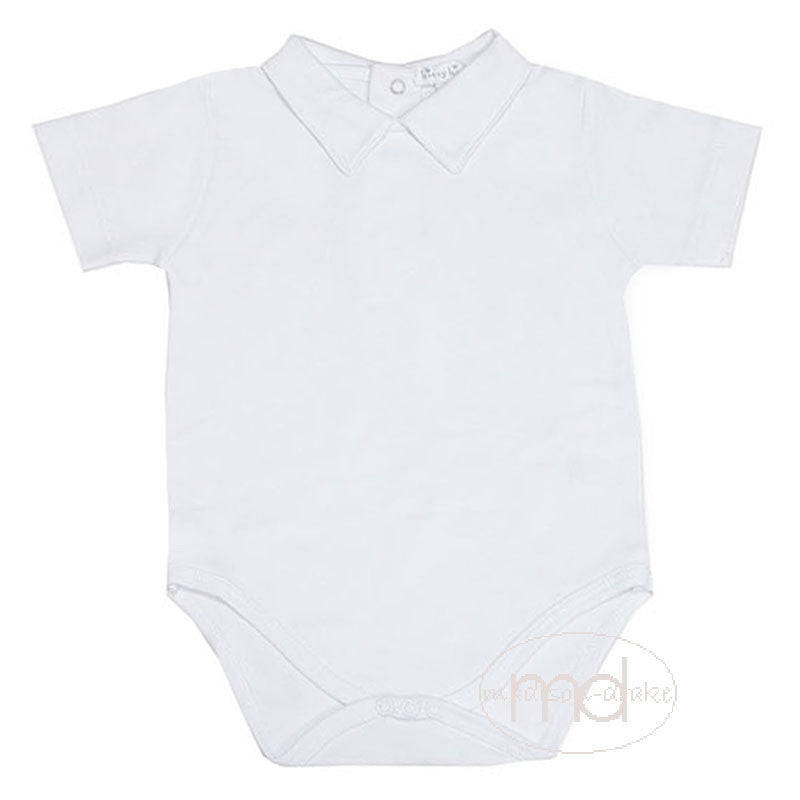 Kissy Kissy Baby Boys White Collared Bodysuit - Short Sleeves - Madison-Drake Children's Boutique