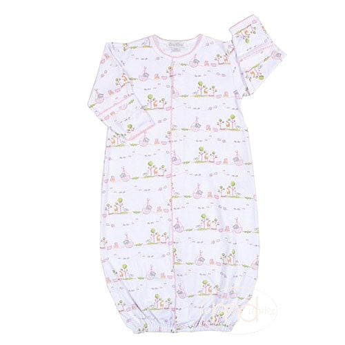 Kissy Kissy Noahs Ark Baby Girls Pink Convertible Gown - Madison-Drake Children's Boutique