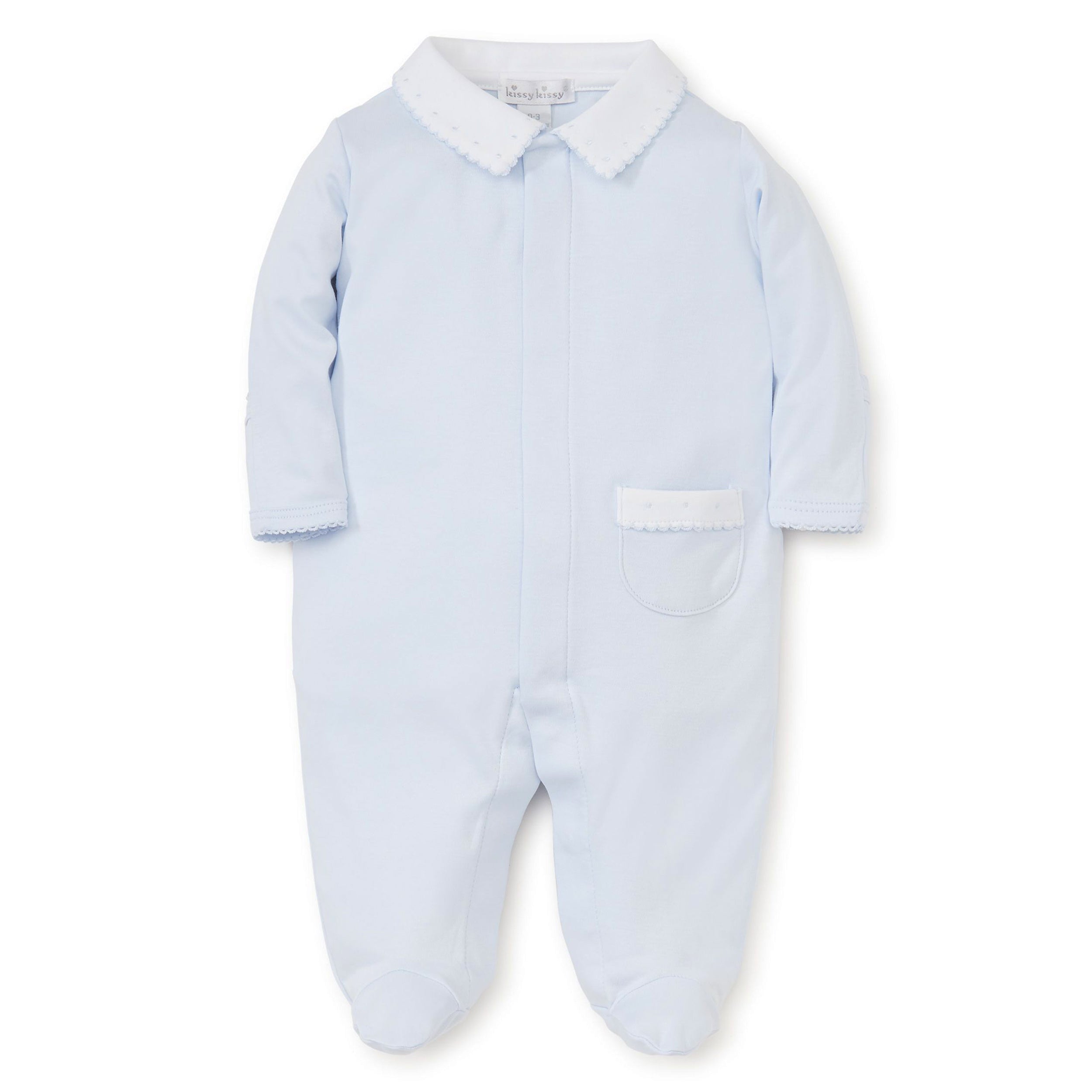 Kissy Kissy Baby Boy's Light Blue New Beginnings Footie with Collar