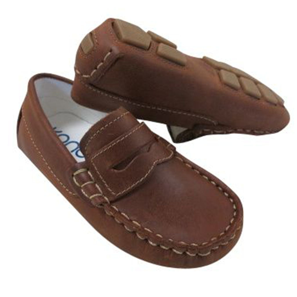Kone Driving Moccasin Penny Loafers - Distressed Copper - Madison-Drake Children's Boutique