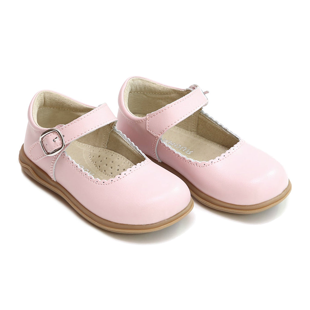 Lamour Girl's Chloe Pink Scalloped Mary Jane Shoes