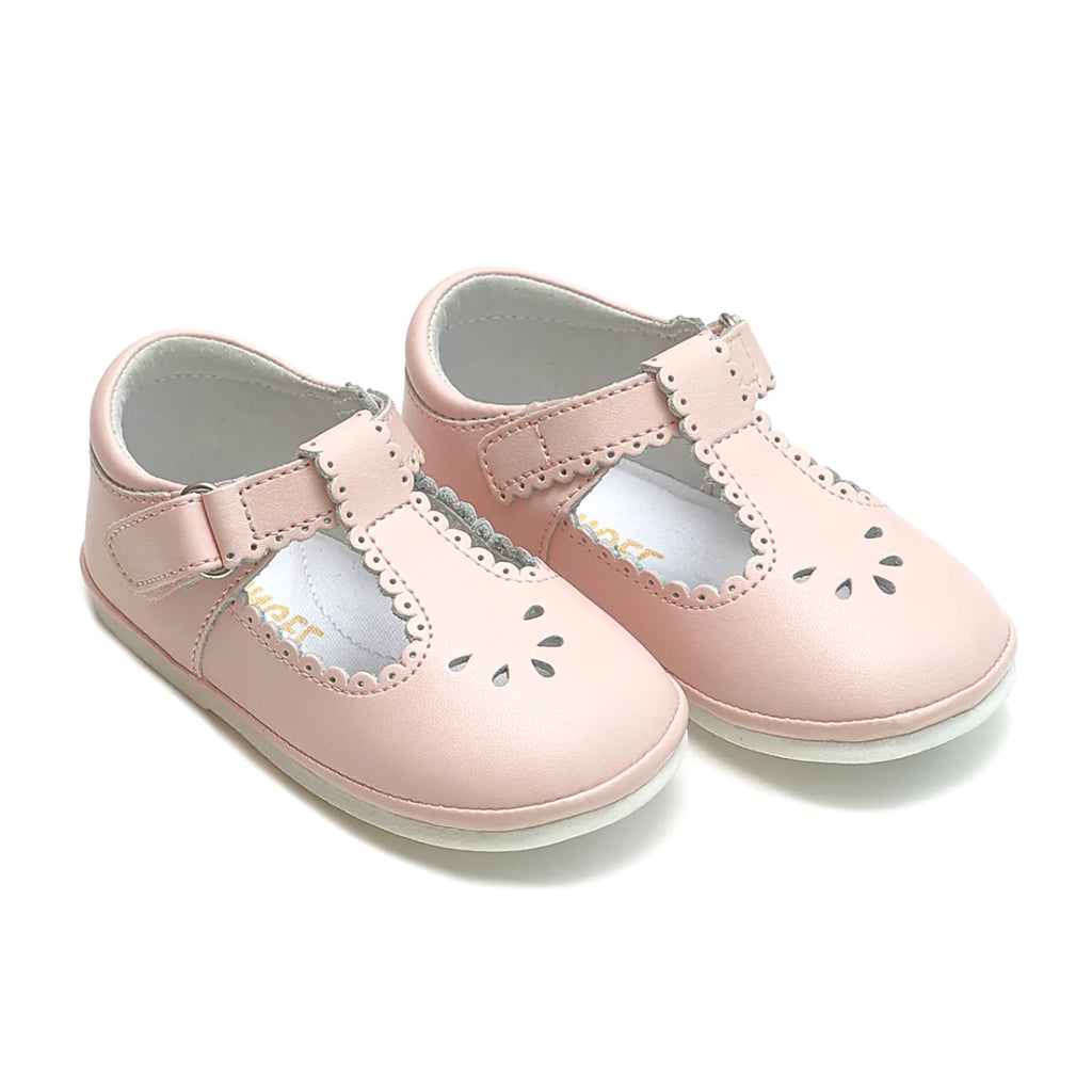 L'Amour Pink Dottie Girl's Mary Jane T-Strap Baby Shoes