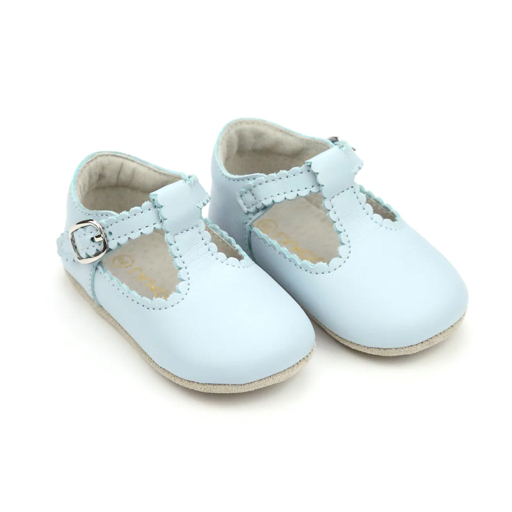 L Amour Light Blue Elodie Baby Girl s Mary Jane Crib Shoes Madison Drake Children s Boutique