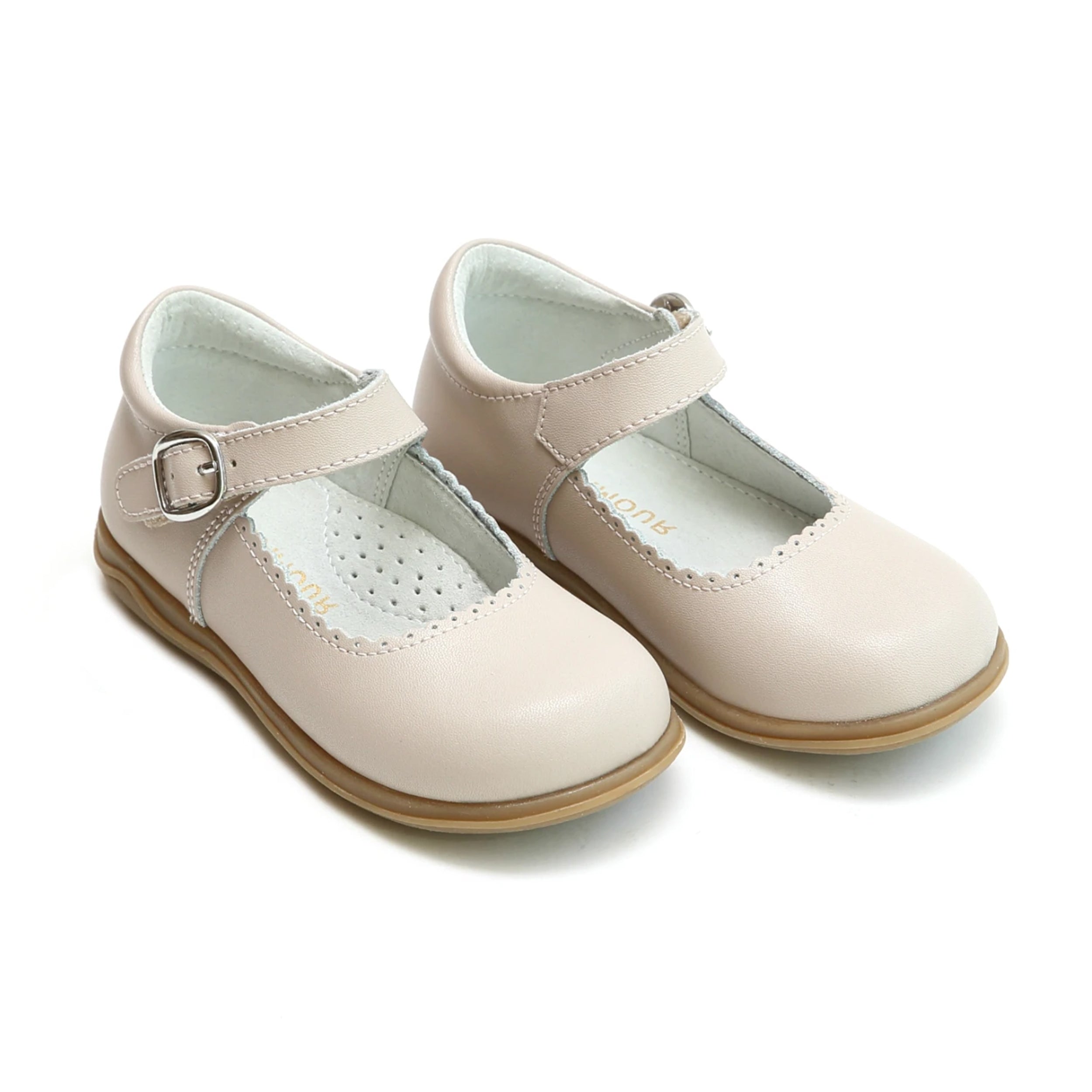 Lamour Girl's Chloe Almond Scalloped Mary Jane Shoes