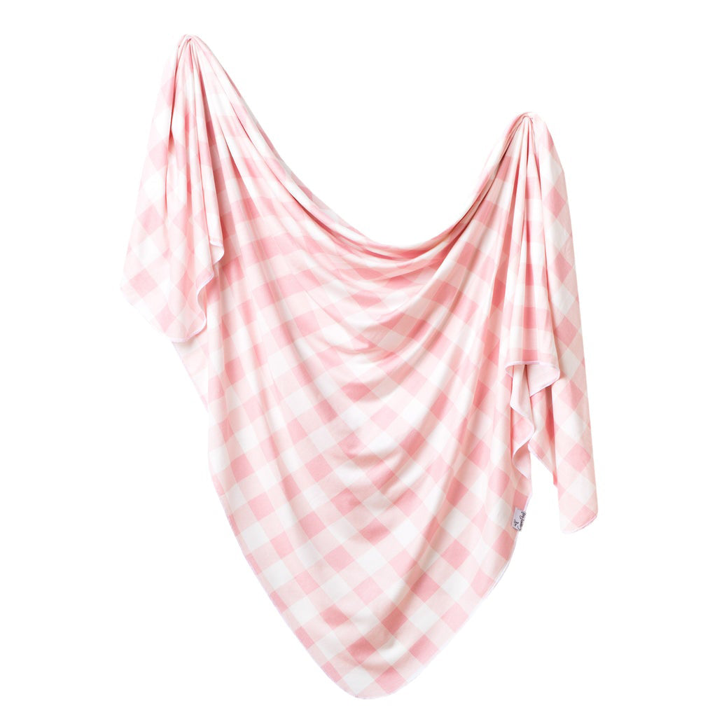 Copper Pearl Pink Gingham Check Swaddle Blanket
