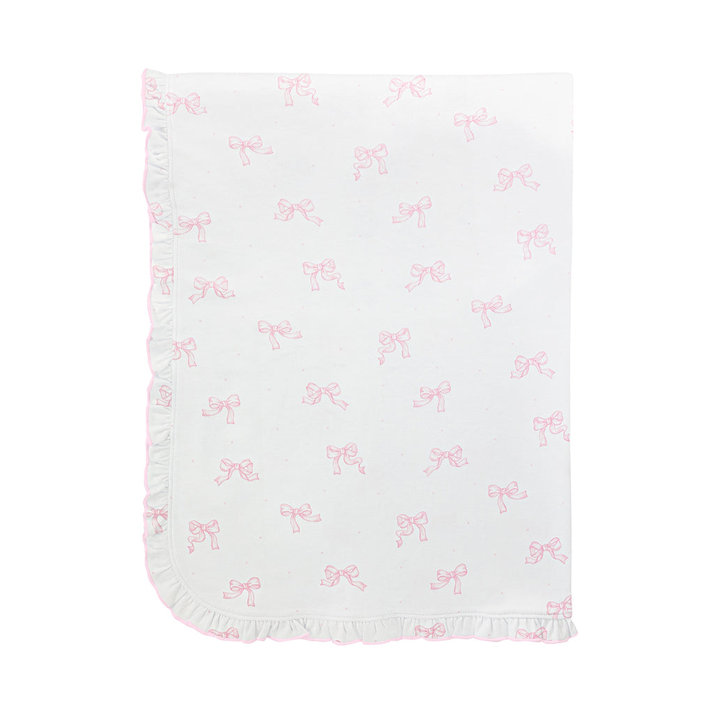 Pretty Pink Bows Receiving Baby Blanket