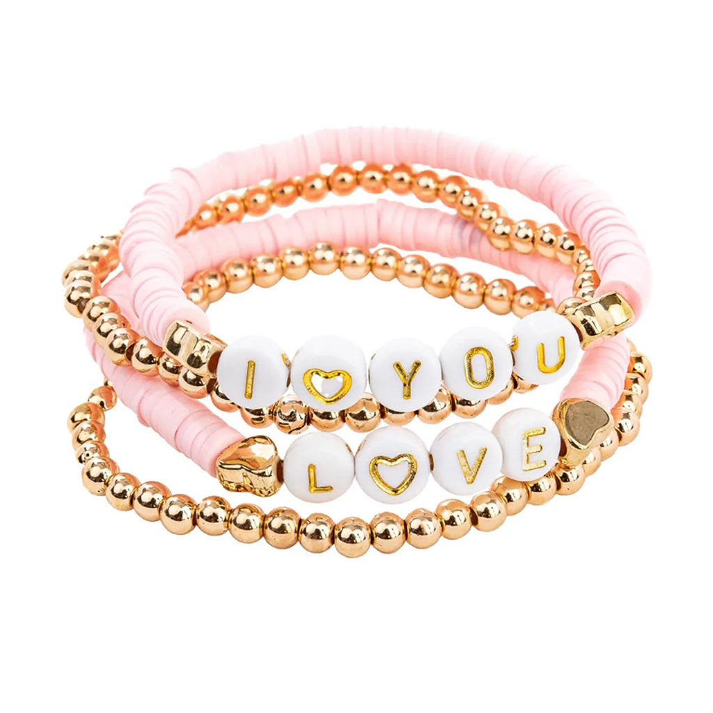 Little Girl's Pink Love Bracelet Set