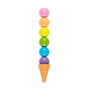 Ice Cream Cone Rainbow Scoops Scented Stacking Crayons Set of 6 Colors