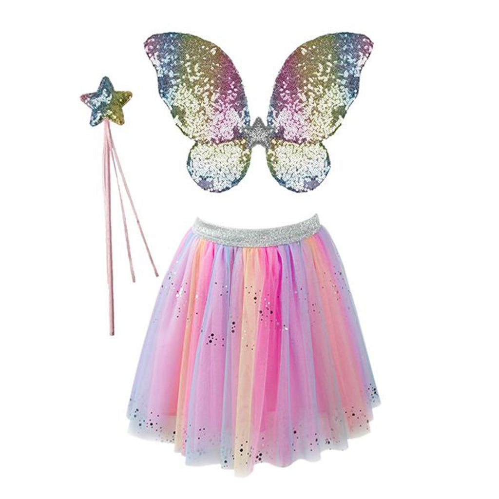 Rainbow Sequin Little Girl's Fairy Set Costume