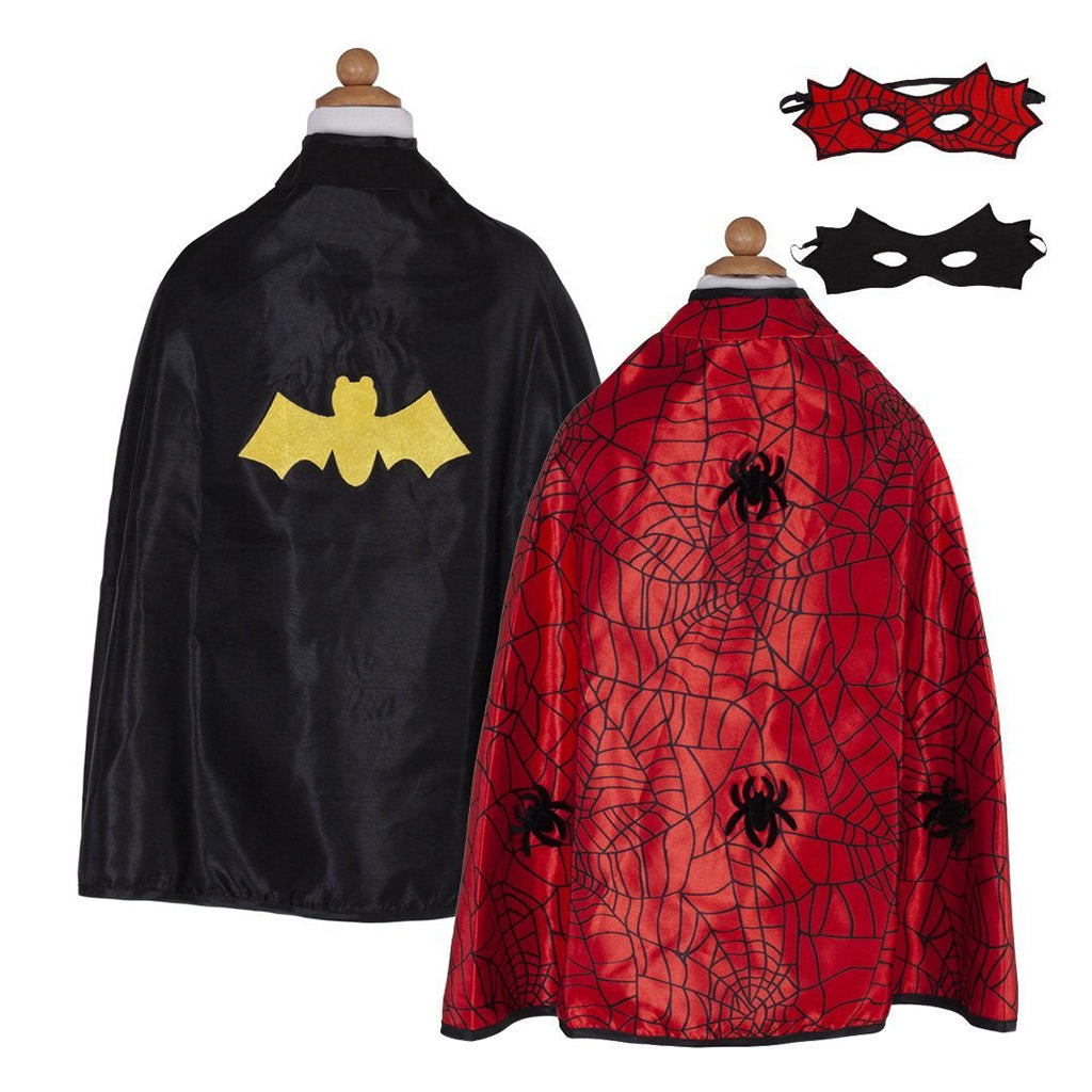 Reversible Spiderman / Batman Superhero Cape and Mask
