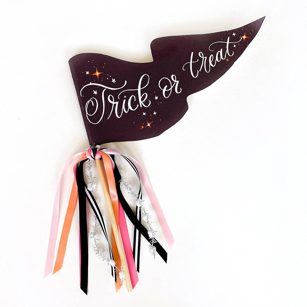 Trick or Treat Pennant Halloween Wand Party Prop