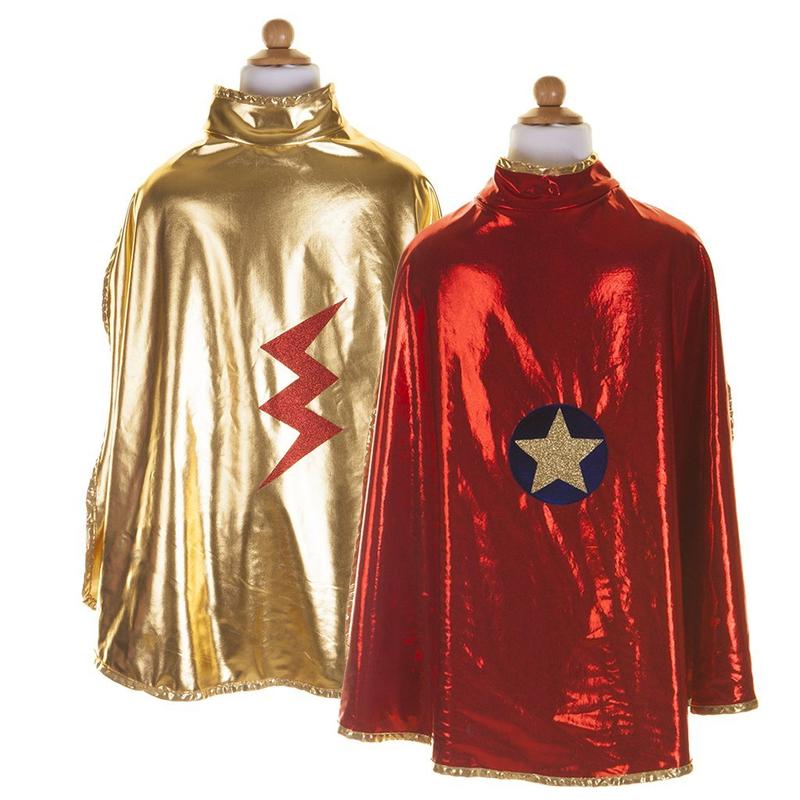 Reversible Girl's Gold and Red Wonder Cape Dress Up Costume