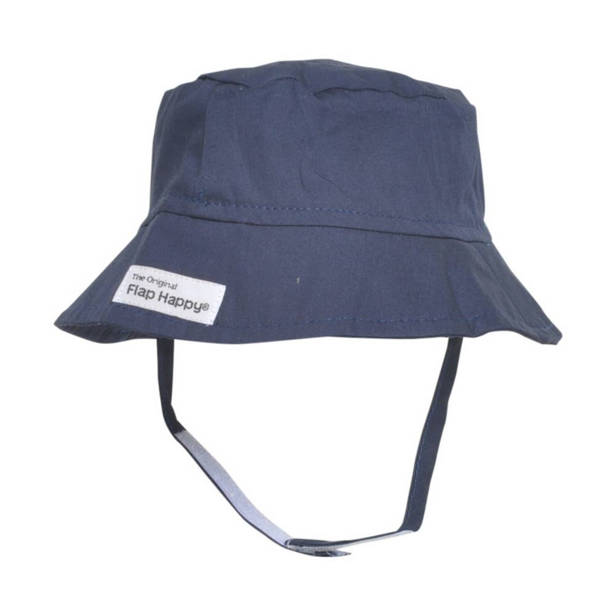 Kids Navy Blue Classic Bucket Flap Happy Sun Hat