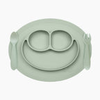 ezpz Silicone Mini Feeding Set Suction Placemat Toddler Plate Utensils Sage