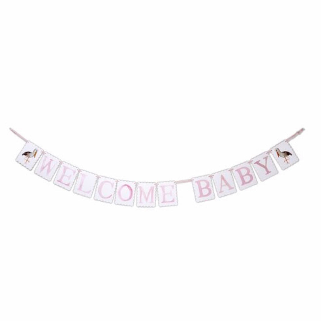 Welcome Baby Girl Stork Banner